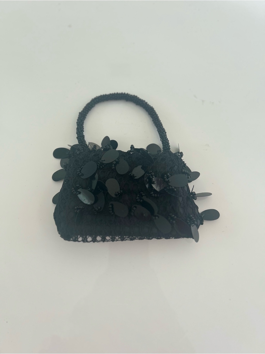 Black Beaded Sequin Mini Handbag